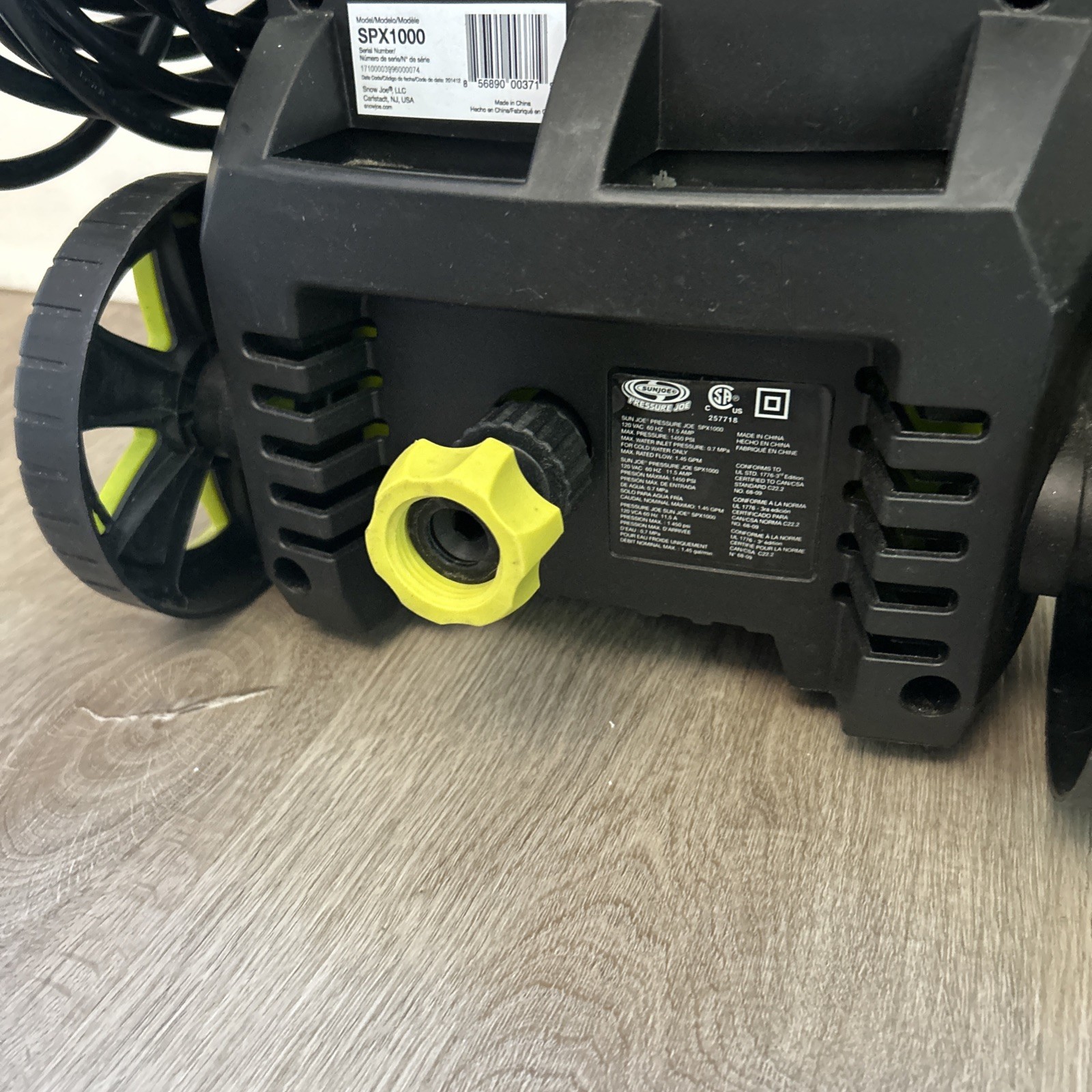Sun Joe Electric Pressure Washer ONLY 1.1 GPM SPX1000 Portable Water Cleaner
