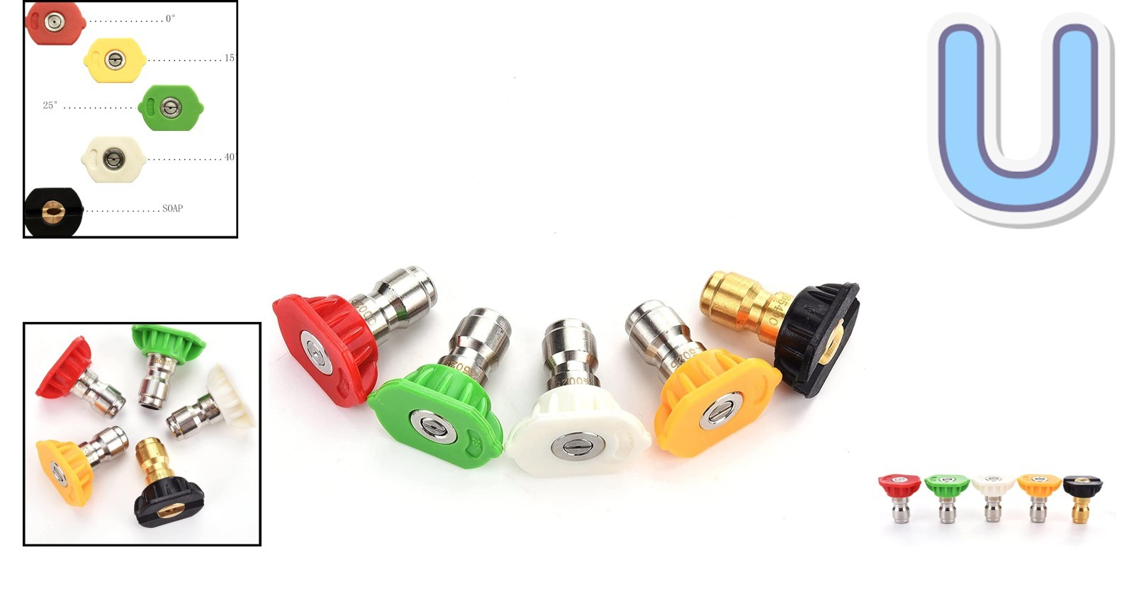 Durable Stainless Steel Nozzle Tips for 1/4 Inch Pressure Washers – 5 Pack