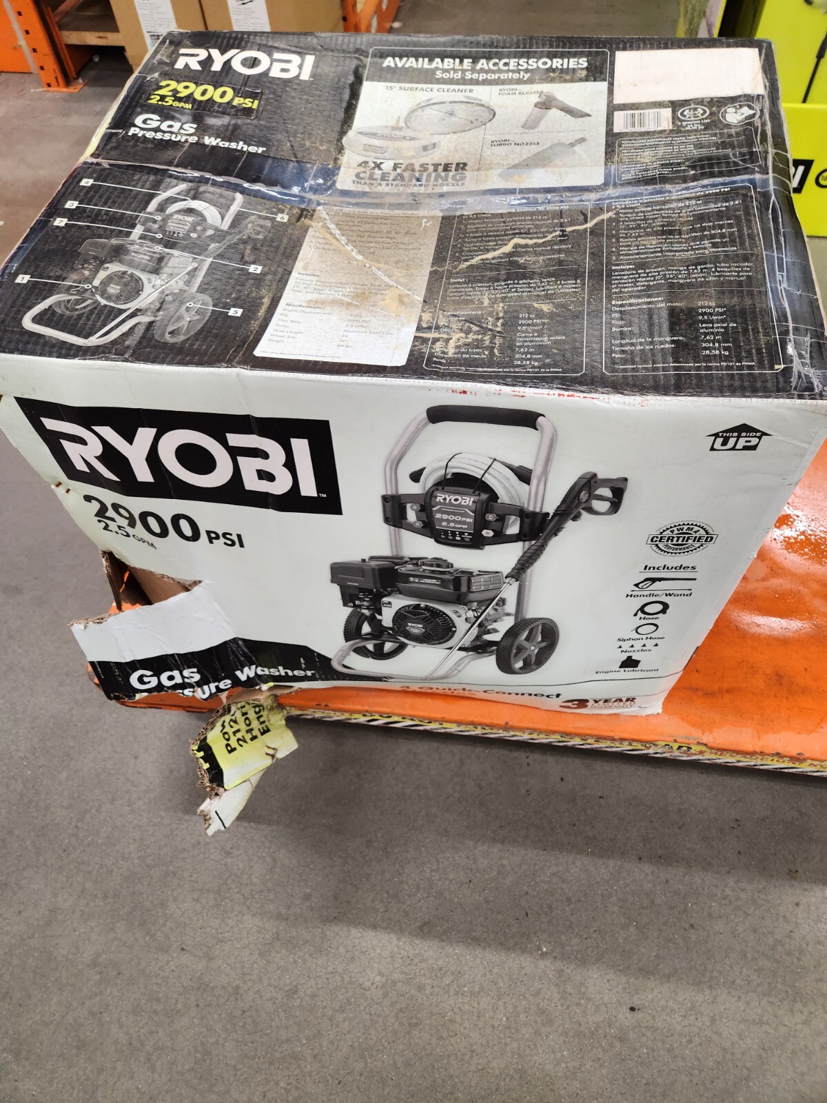Ryobi RY802925VNM 2,900 PSI 2.5 GPM Cold Water Gas Pressure Washer