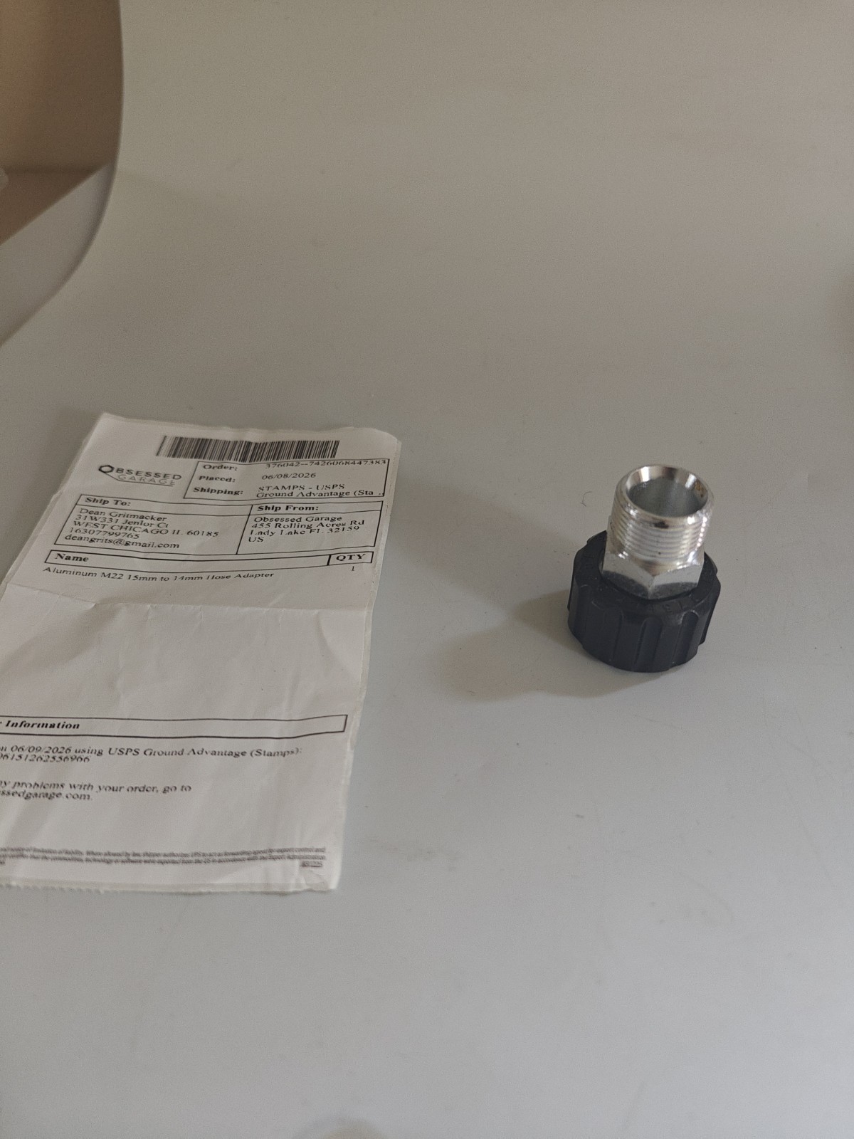 Pressure Washer Adapter, M22 15mm Thread to 14mm For Sun Joe Obsessed Garage