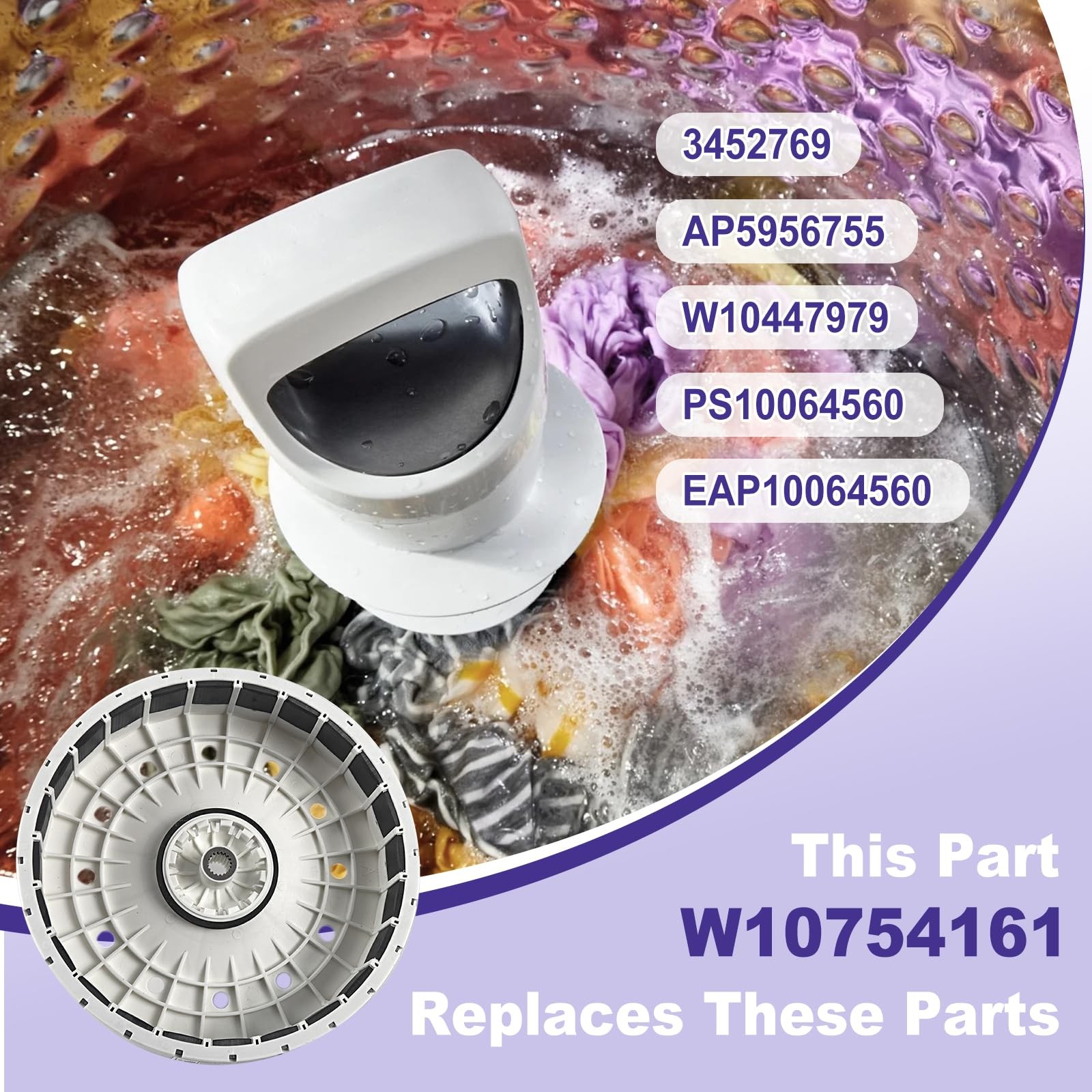 W10754161 Washer Rotor Compatible with Whirlpool Maytag Kenmore Crosley
