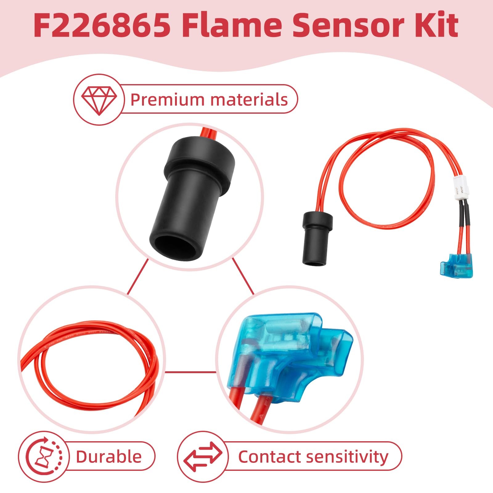 F226865 Flame Sensor Kit Compatible with Mr Heater Kerosene Forced red、black