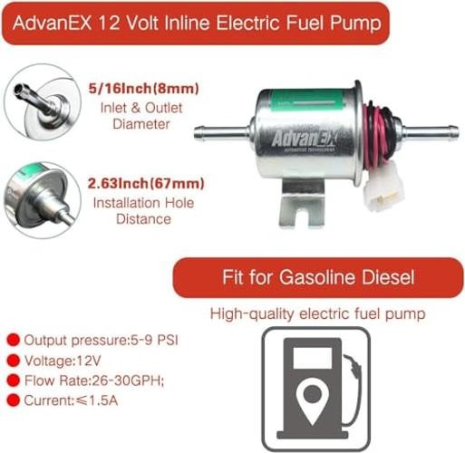 Electric Fuel Pump 12V Universal Low Pressure 5-9 PSI Gas HEP-02A(5-9 PSI)