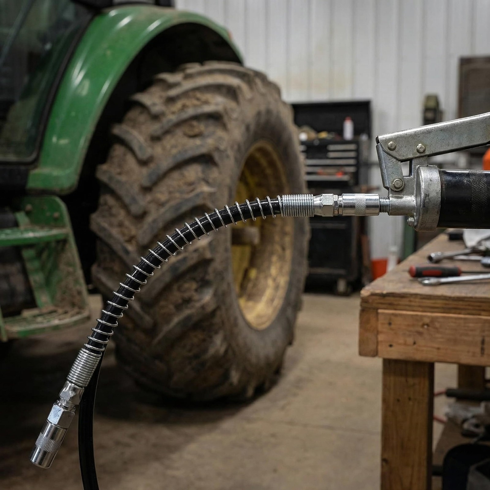 18 Inch Spring Flex Hose Grease Gun Hose Max Working Pressure 10000 PSI Compa…