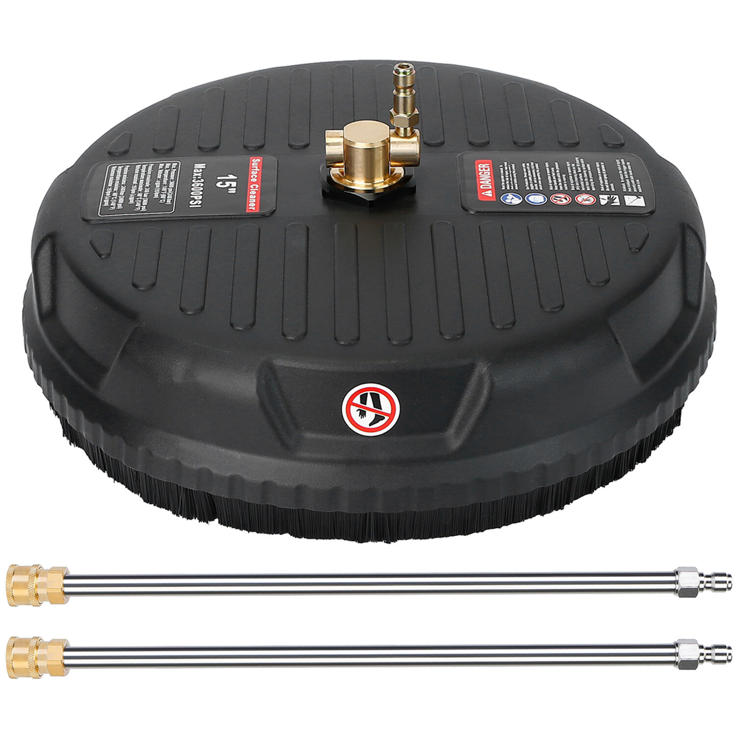 3600PSI Pressure Washer Flat Surface Cleaner Attachment w/2 Power Extension Wand
