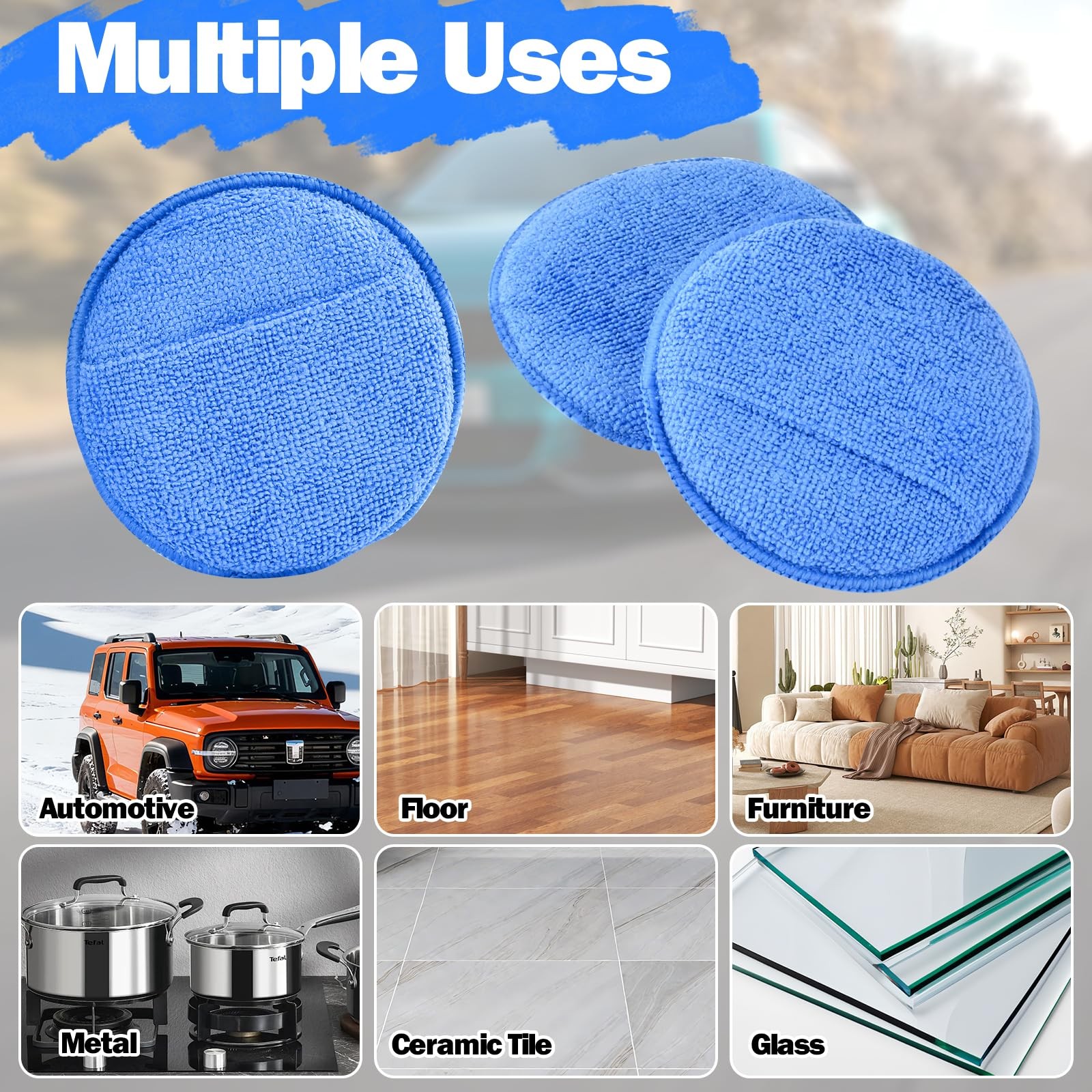 12 Pack Microfiber Wax Applicator Pads with Finger Pocket,Foam Car Wax…