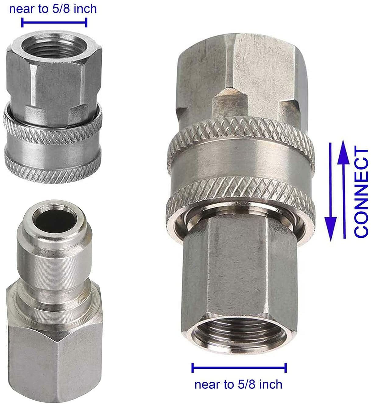 High Pressure Quick Connect Adapter Kit 3/8’’ Male Thread 5000 PSI Power Washer