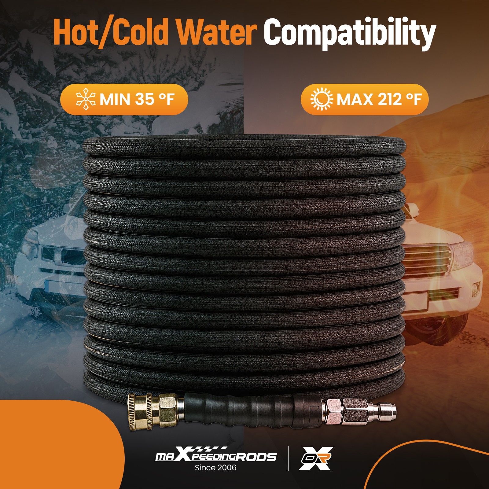 100ft 3/8″ Power Pressure Washer Hose 4200PSI Steel Wire Braided Super Flexible