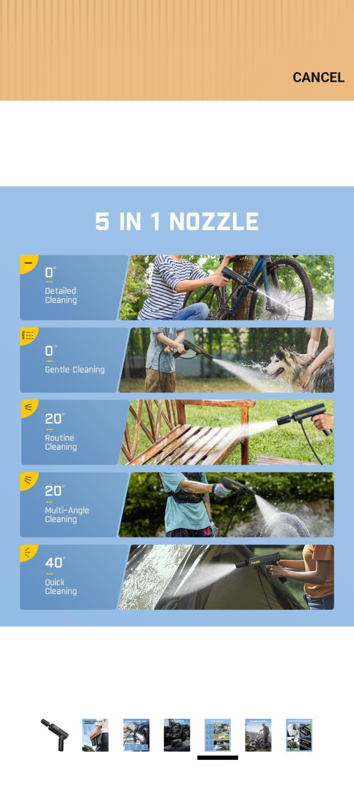 Fanttik K100 Flip Portable Cordless Electric Sprayer, Foldable Pressure Washer
