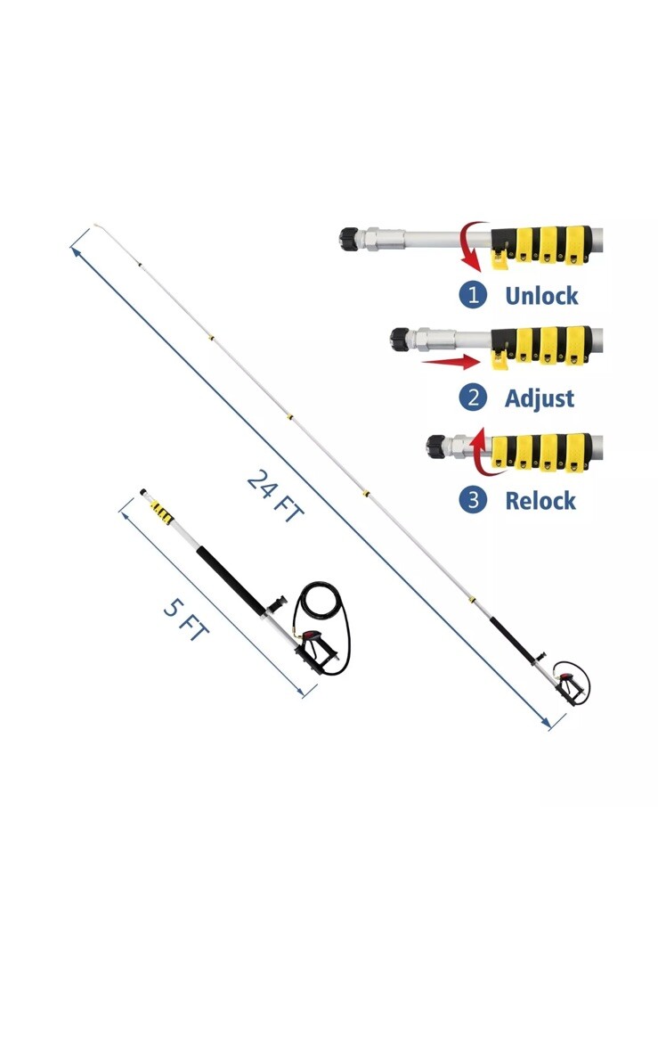 JANZ 24 FT Pressure Washer Telescoping Wand with Power Washer Extension Wands…