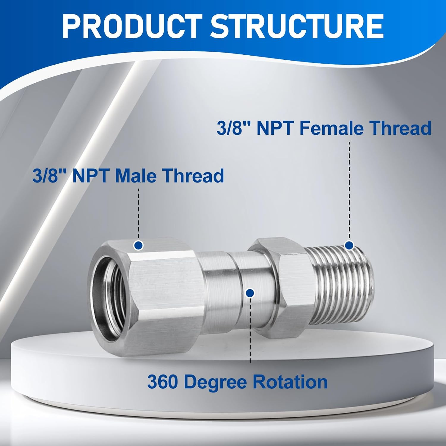 Pressure Washer Swivel Fitting, 3/8″ NPT Thread Fittings, 3/8” Male to Female Ad