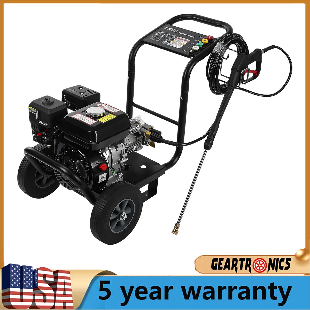 Gas Pressure Washer 3500PSI 2.6 GPM 212CC with 5 Nozzle Set for 3.6L FUEL TANK