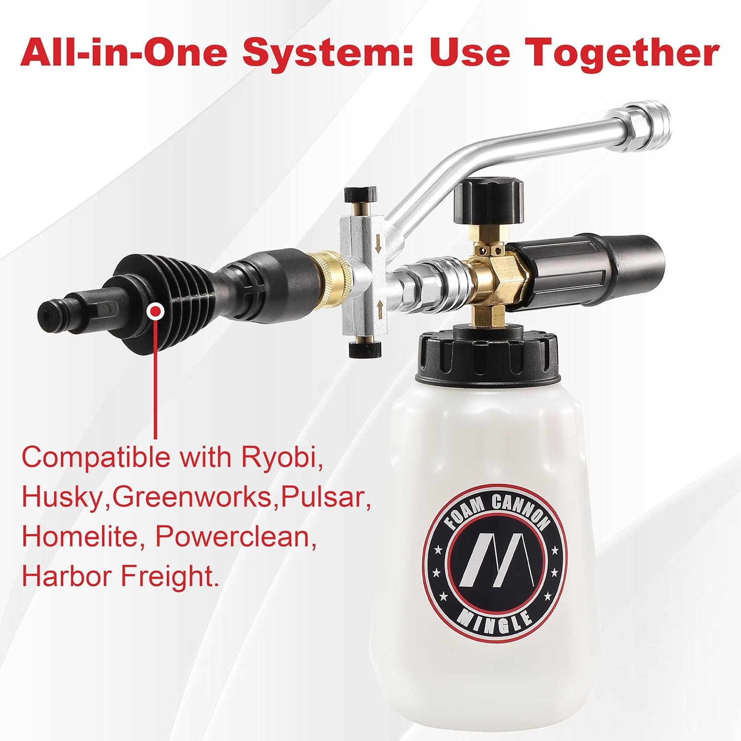 Foam Cannon Dual Connector Accessory for Pressure Washer Kit, Compatible with Po