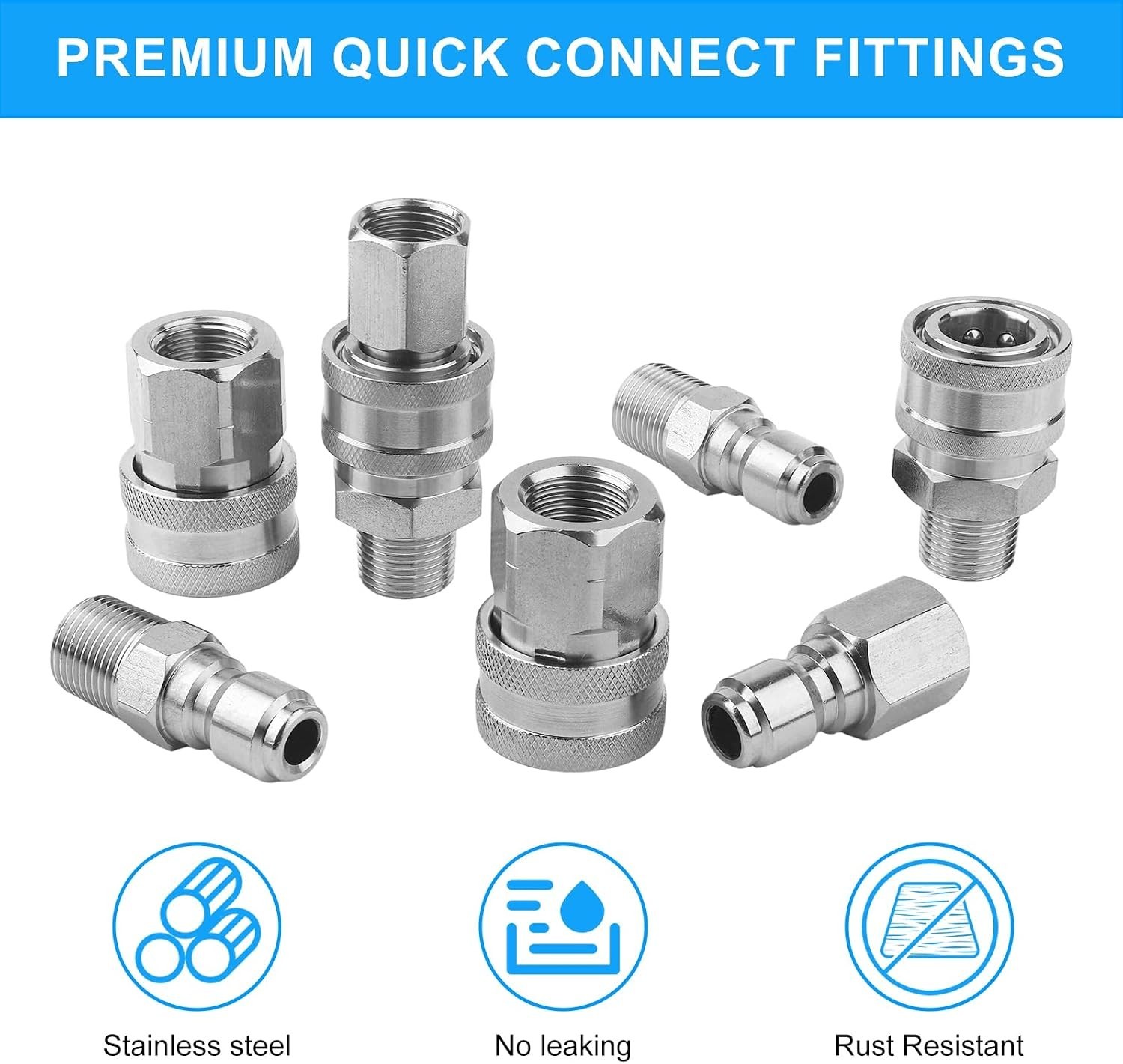 8 Pack Pressure Washer Quick Connect 3/8 Inch, Pressure Washer Fittings Stainles