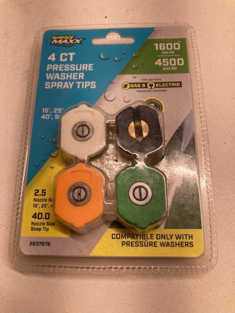 Surface Max Pressure Washer Spray Tips 4ct