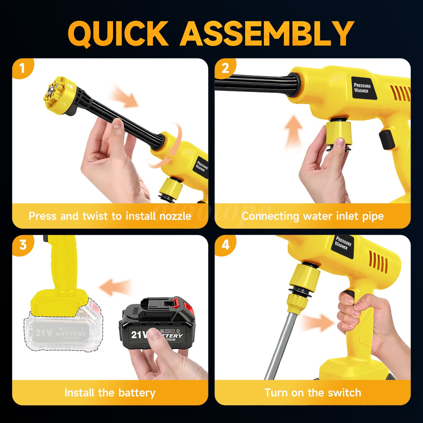 Cordless Electric High Pressure Water Spray Gun 1160PSI Portable Washer Clean US