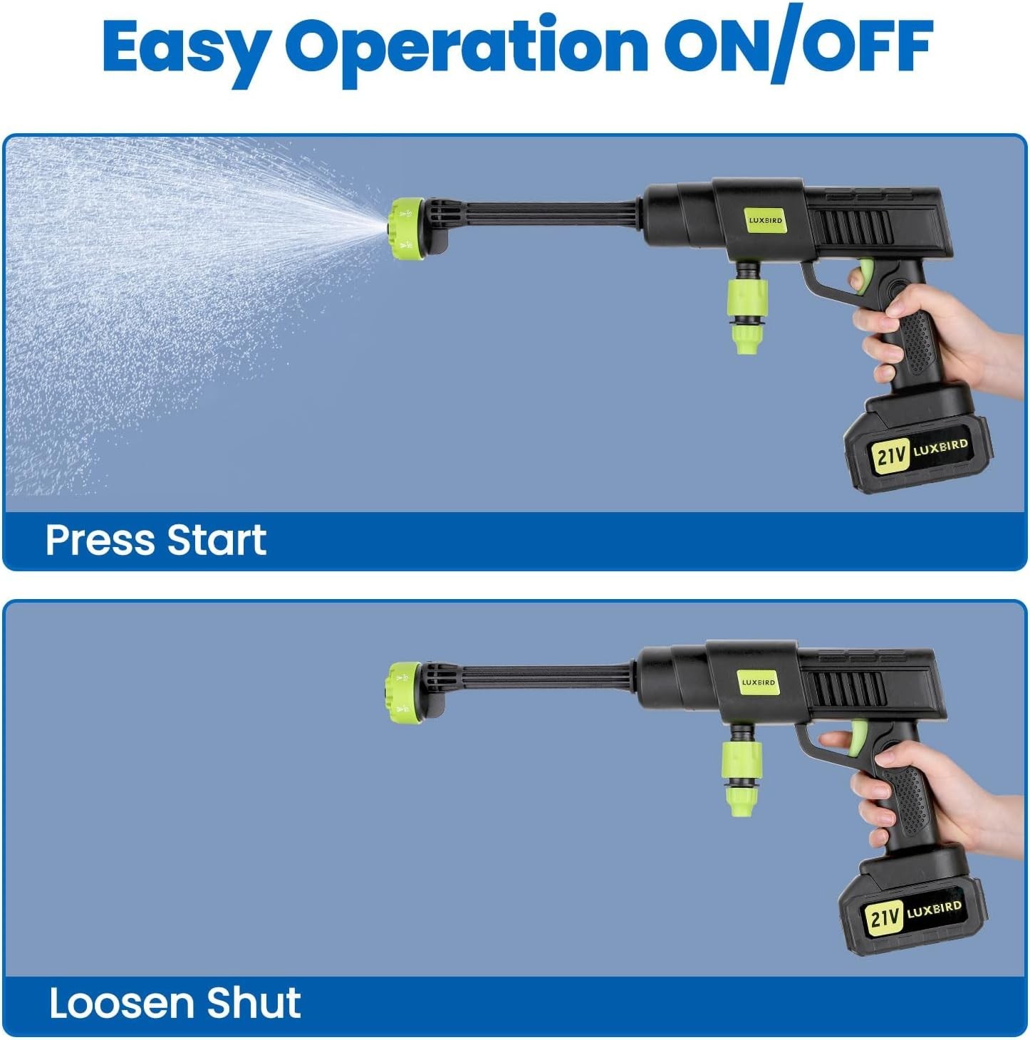 Cordless Electric High Pressure Water Spray Gun Portable Car Washer Cleaner Tool