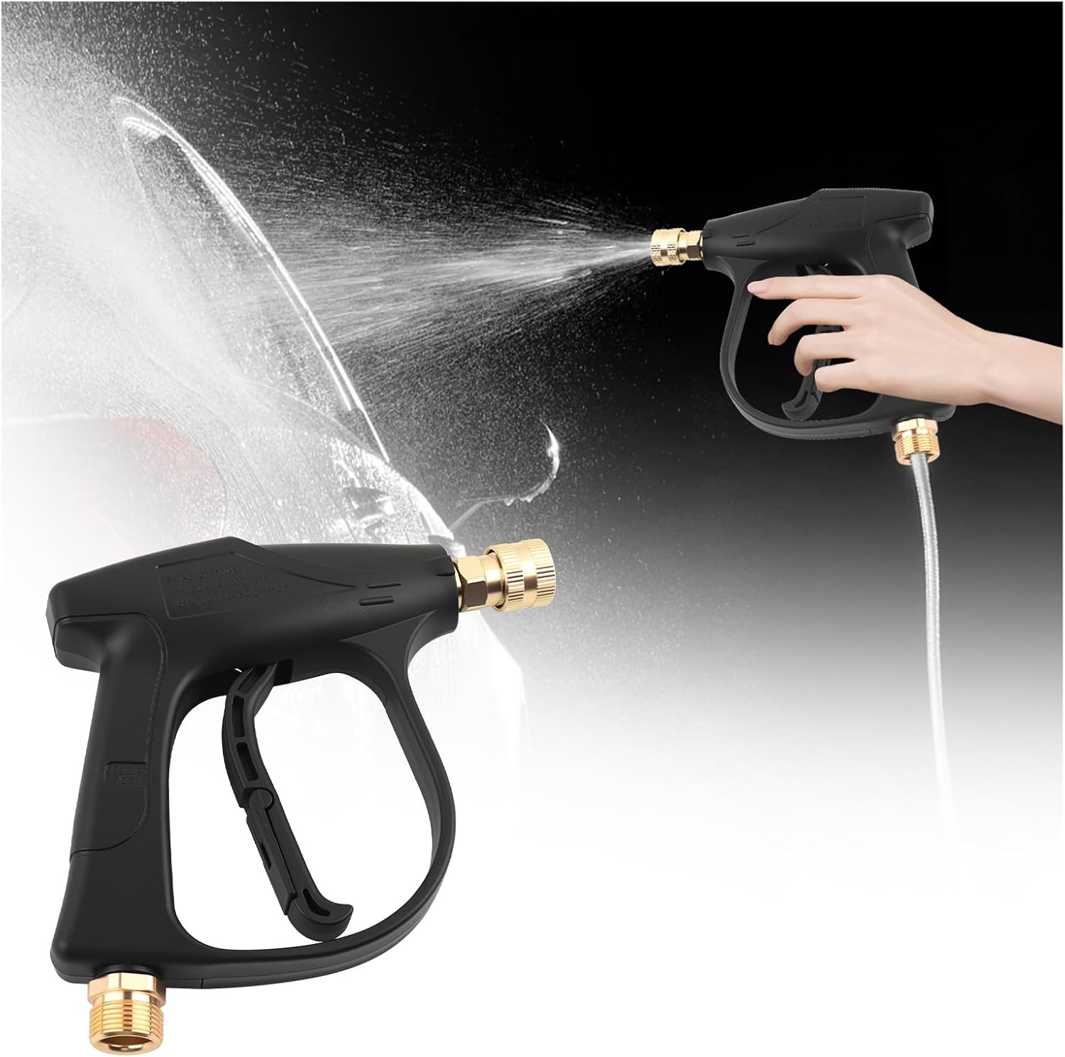 Car Short Pressure Washer Gun,4350 PSI Max High-Pressure Car Wash Gun | Portable