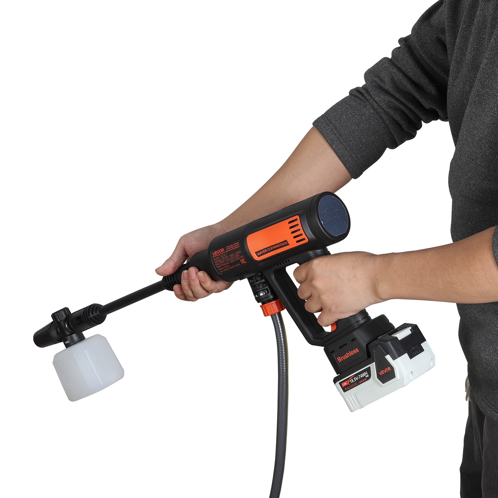 VEVOR Cordless Pressure Washer 1200PSI MAX with Brushless Motor for Home Garden