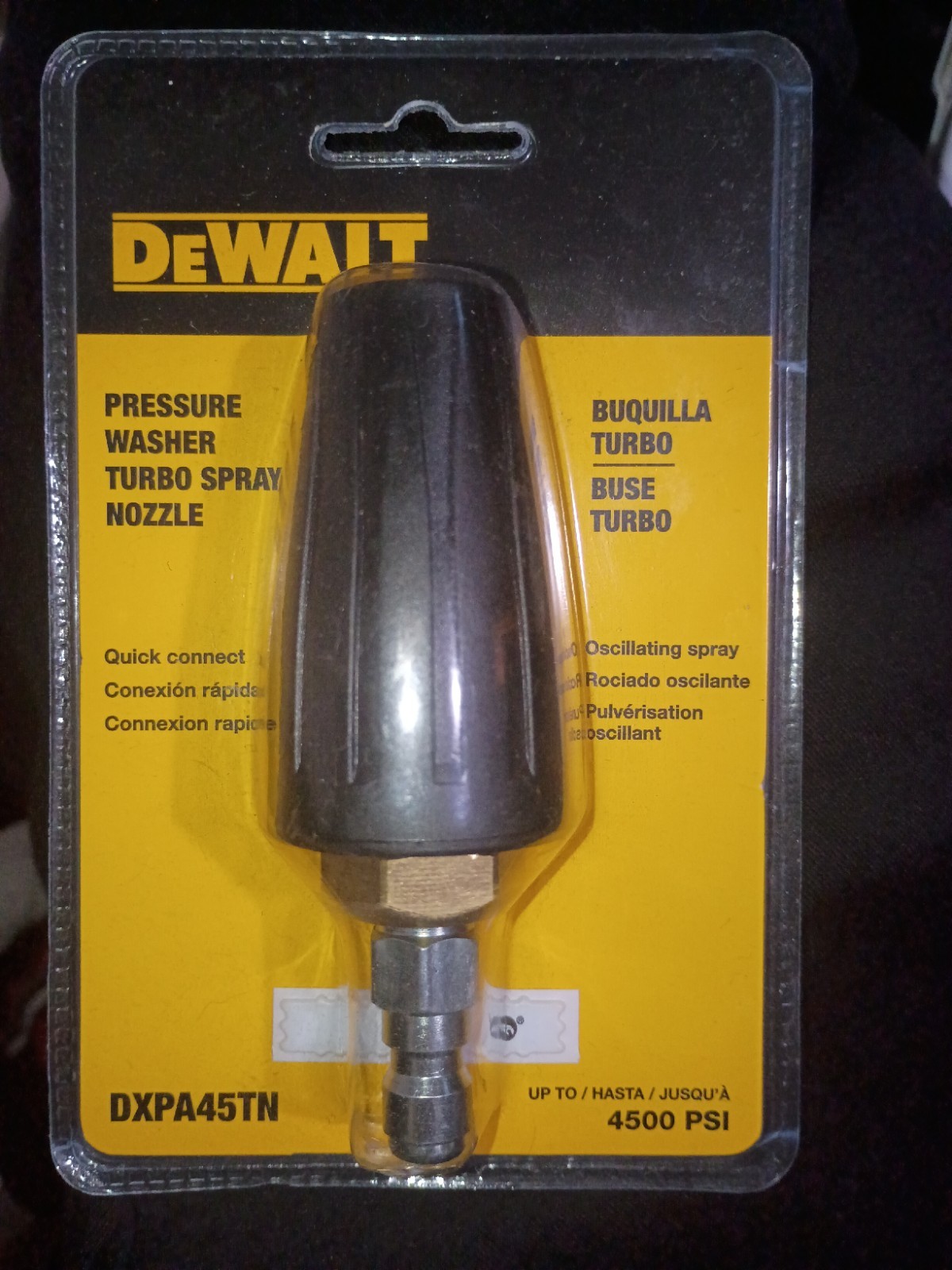 *NEW* DeWalt DXPA45TN 4500 PSI Quick Connect Pressure Washer Turbo Spray Nozzle