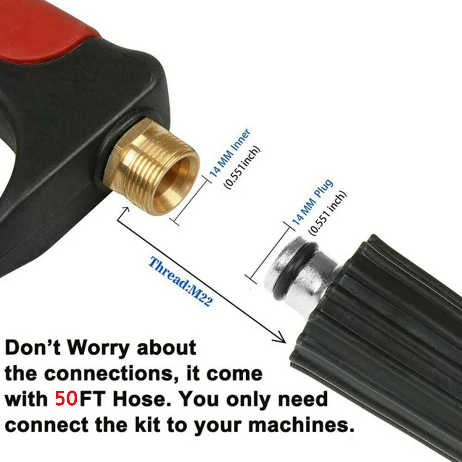4000PSI High Pressure Car Power Washer Gun Spray Wand Lance Nozzle and Hose Kit