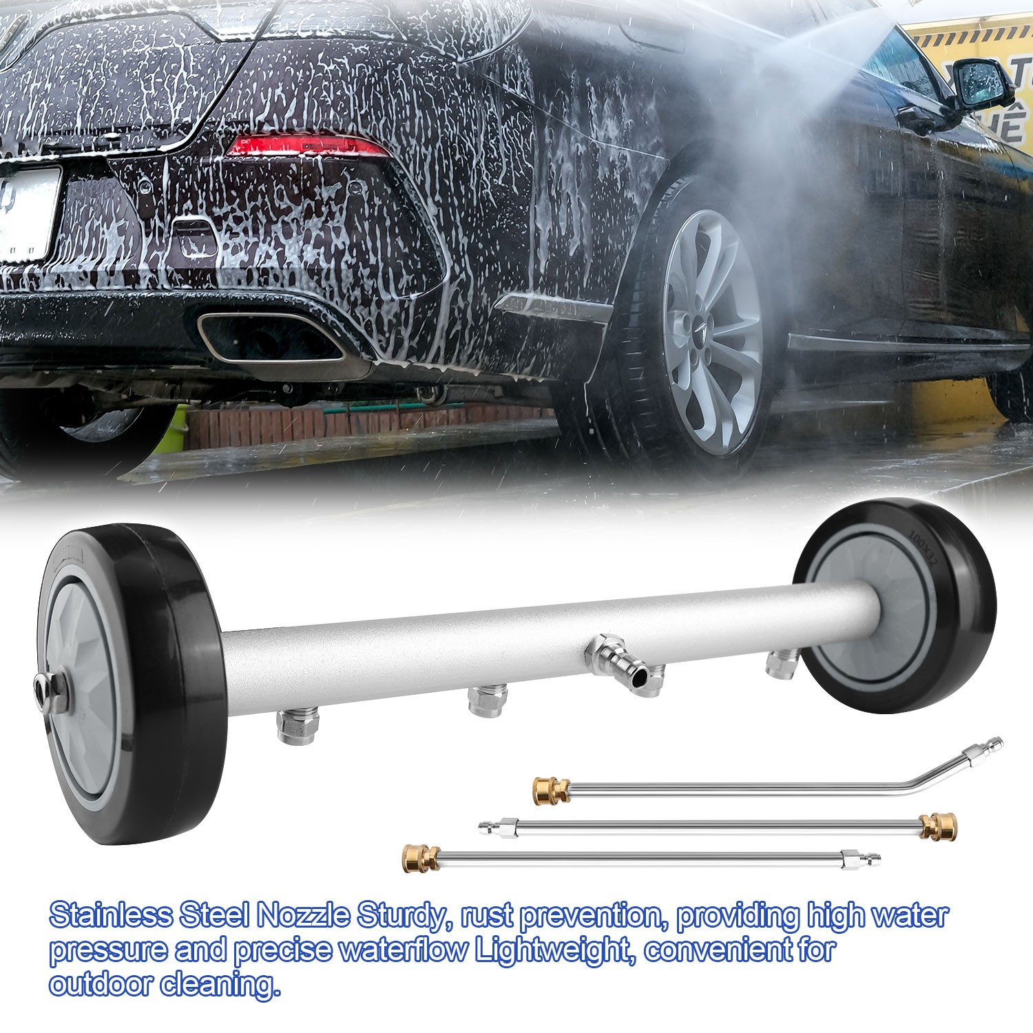 4000PSI Under Car Pressure Washer Undercarriage Cleaner Underbody Wash Broom 16″
