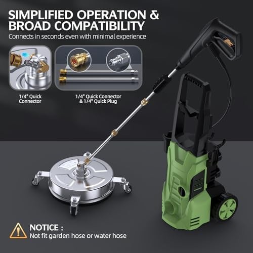 14″ Pressure Washer Surface Cleaner 4500 PSI with 304 Industrial-grade Stainl…