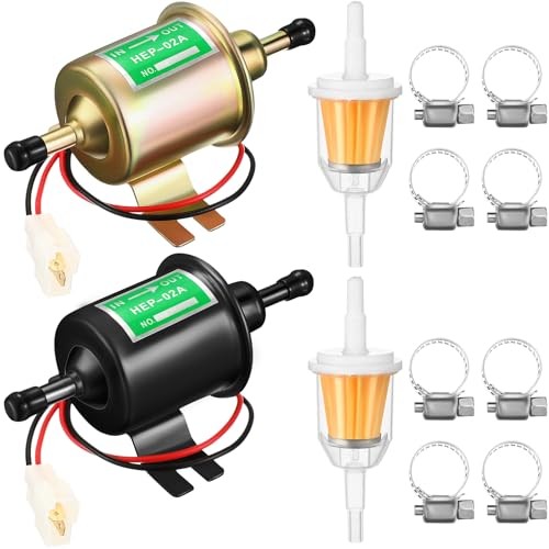 2 Pcs Electric Fuel Pump Kit 12v Universal Low Pressure 4-7 Psi Gas Black,Gold