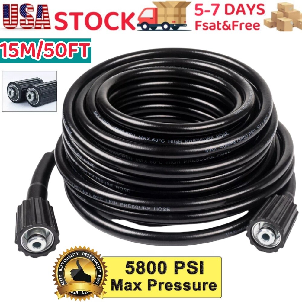 High Pressure Washer Hose 15M/50FT 5800PSI M22-14mm Power Washer Extension Hose