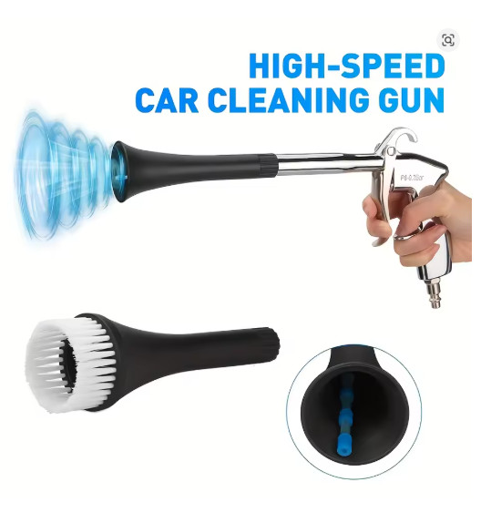 3-in-1 High-Pressure Car Cleaning Gun Tornado Air Blow Tool 360° Rotating 1/4in
