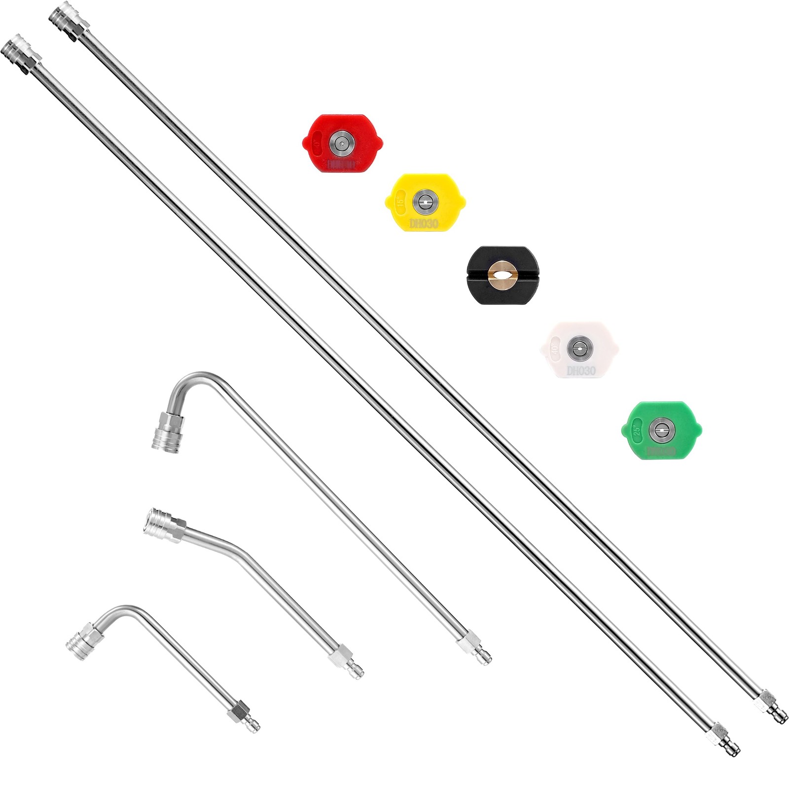 Pressure Washer Extension Wand 120 Inch Power Washer Lance 5 Nozzle Tips Curved