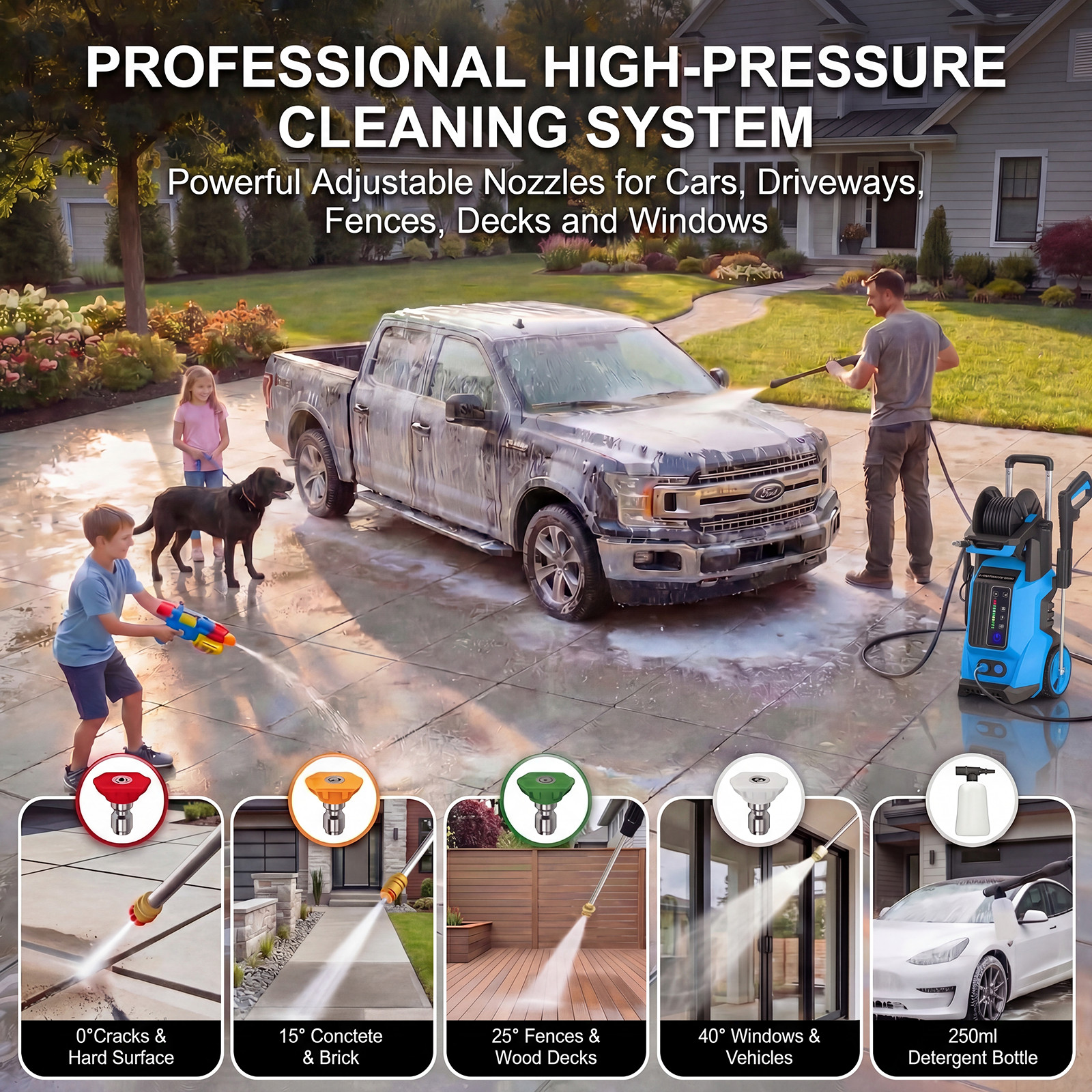 2025 Upgraded Electric Pressure Washer, 5200 PSI 3.2 GPM for Car Washing