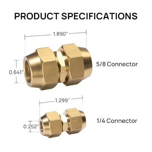 Copper Pipe Joint Connectors for Air Conditioner Tube Extension, Brass Tube C…