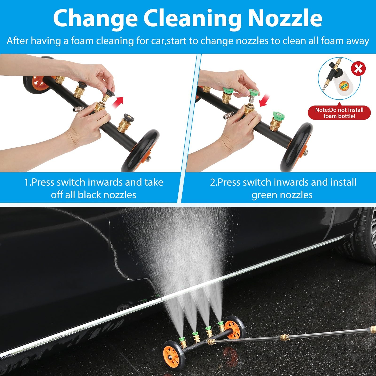 Undercarriage Pressure Washer 16 Inch Water Broom 4000 PSI 2in1 Car Cleaner