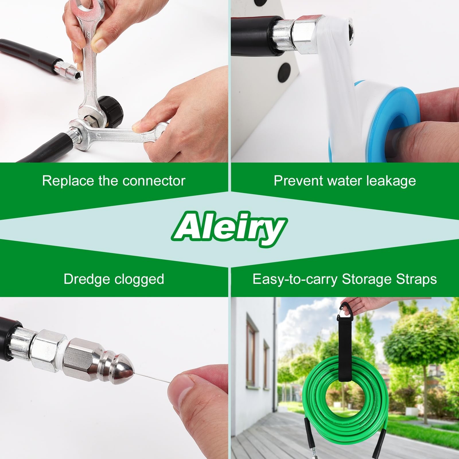 Sewer Jetter Kit for Pressure Washer,Water Jet Drain Cleaning Hose with Corne…