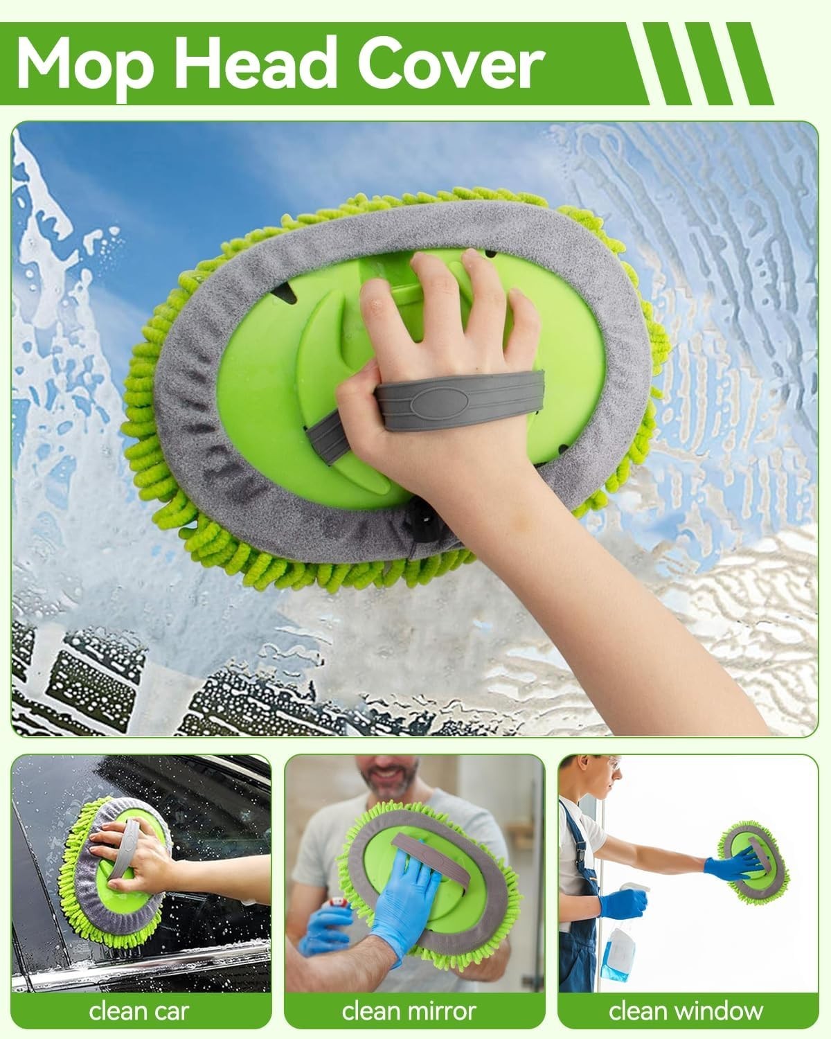 8Pcs Car Wash Kit 62” Microfiber Brush Long Handle RV Truck Cleaning