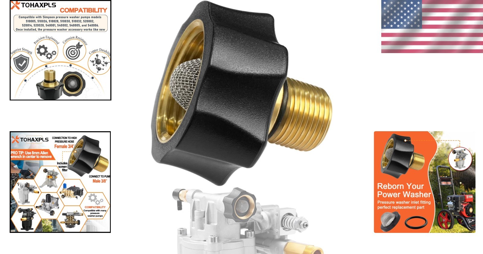 7112362 High-Quality Water Inlet Fitting for Simpson Pressure Washers – 3000 PSI