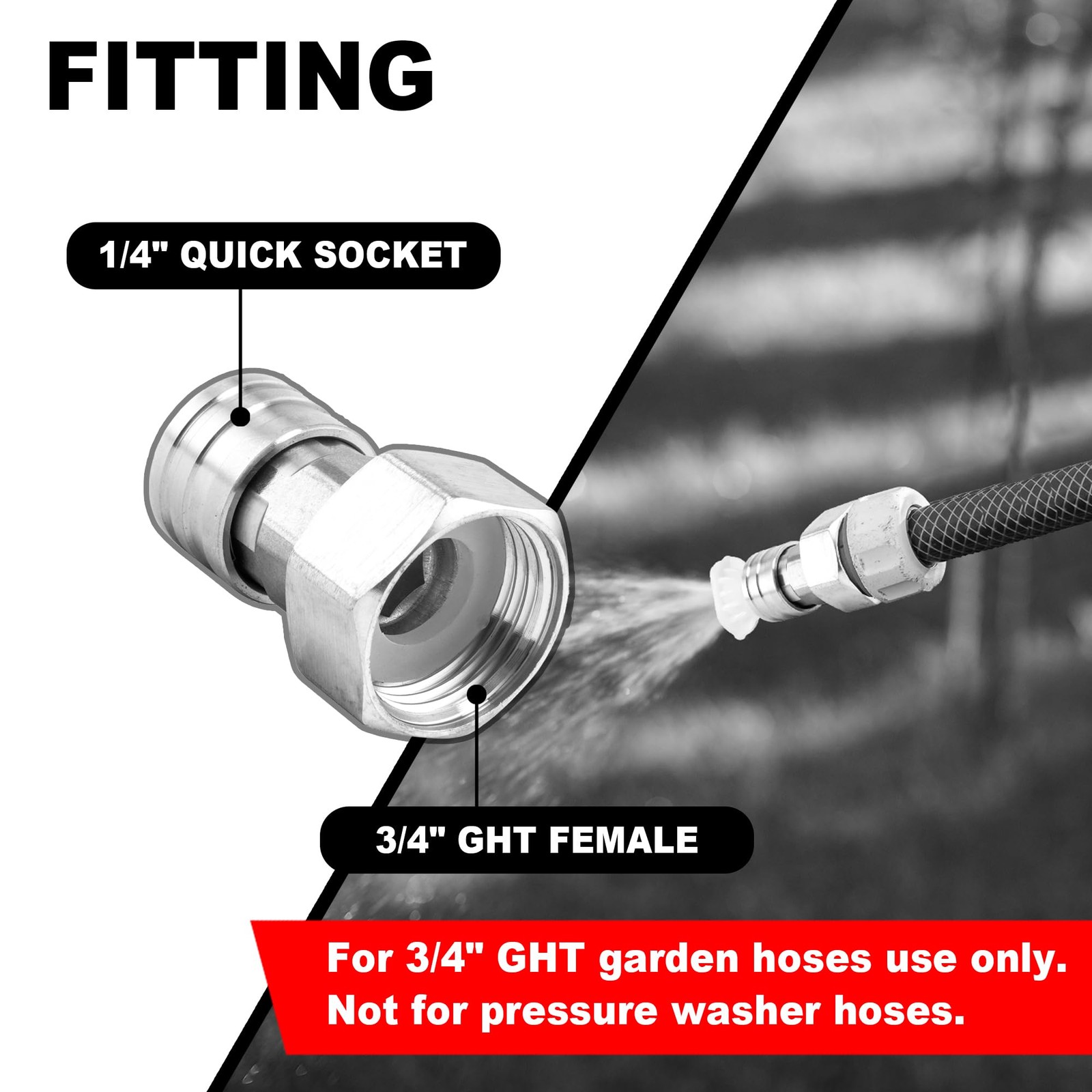 Raincovo Garden Hose to Pressure Washer Adapter, 3/4” GHT to 1/4” Quick Conne…