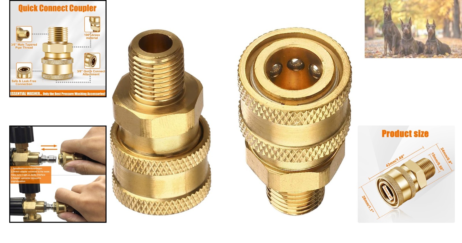 Easy-To-Use 2 PCS 3/8 NPT Quick Connect Fittings – Brass, Corrosion Resistant
