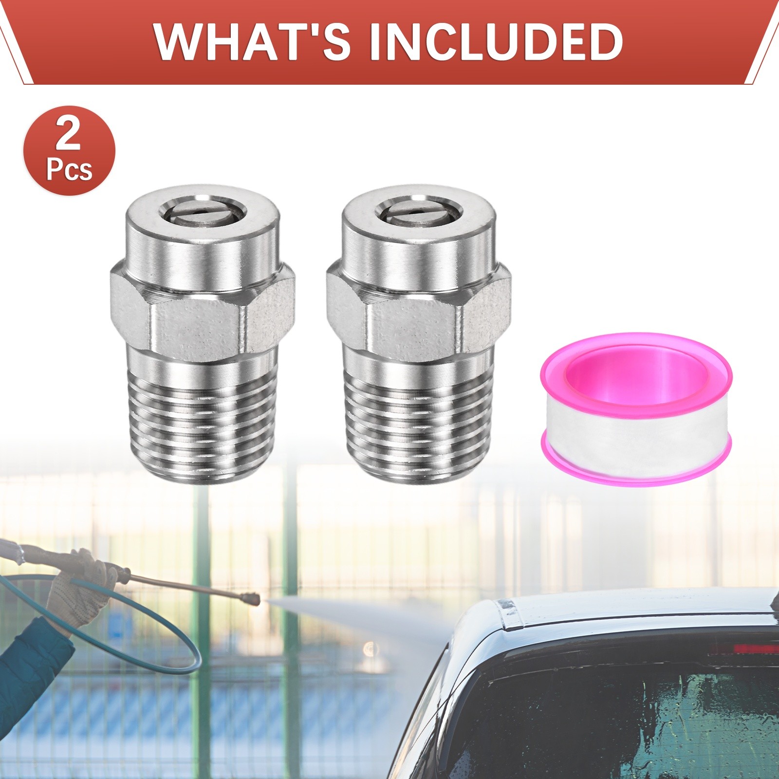 1/4″ NPT 40° Surface Cleaner Tip [2PCS] – Pressure Washer Nozzles [1.449MM Pore]