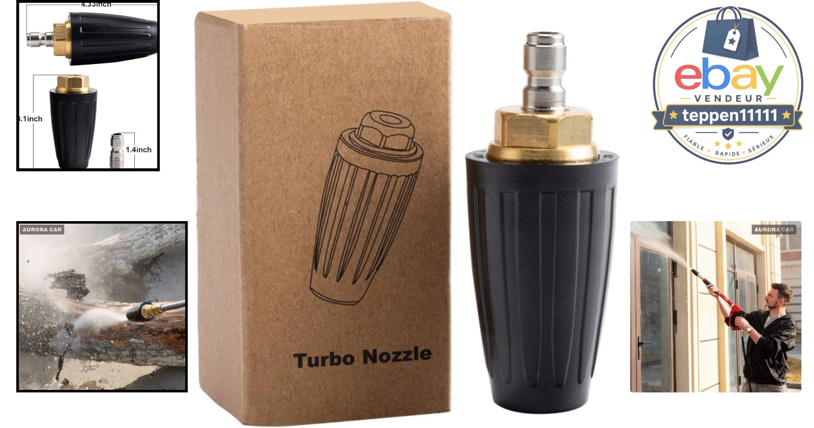 Pressure Washer Turbo Nozzle 4000 PSI 1/4” Quick Connect