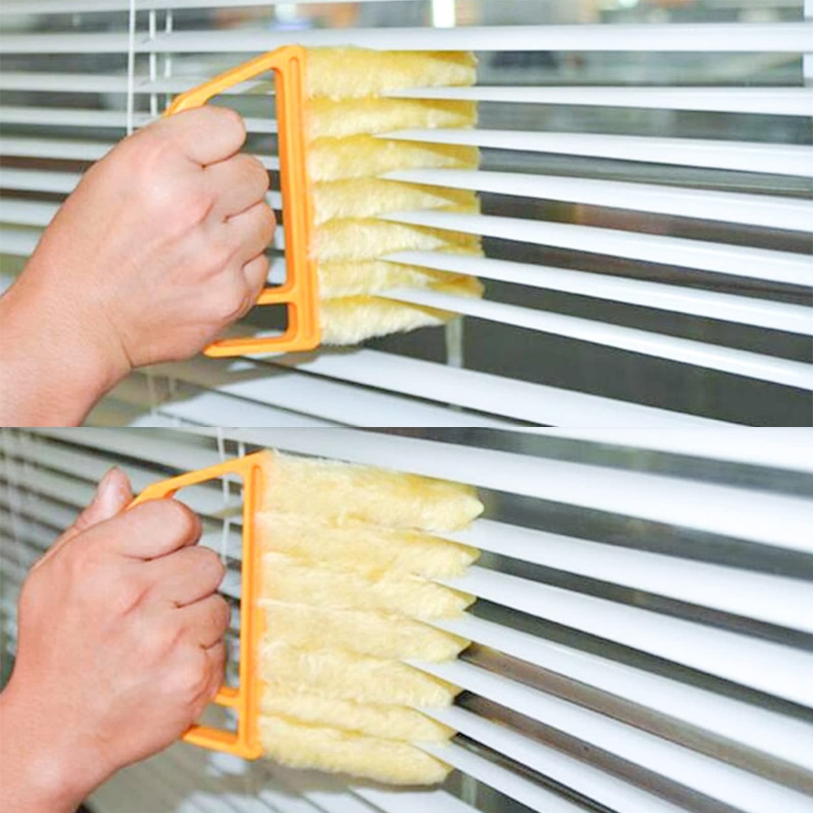 2 Pcs Blind Cleaner – Washable Window Duster Orange、yellow