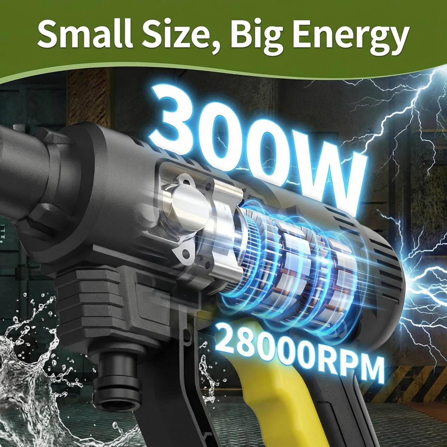 20V 500PSI 2.5GPM Cordless Cold Water Power Cleaner w/ 6-in-1 Nozzle & 26FT Hose
