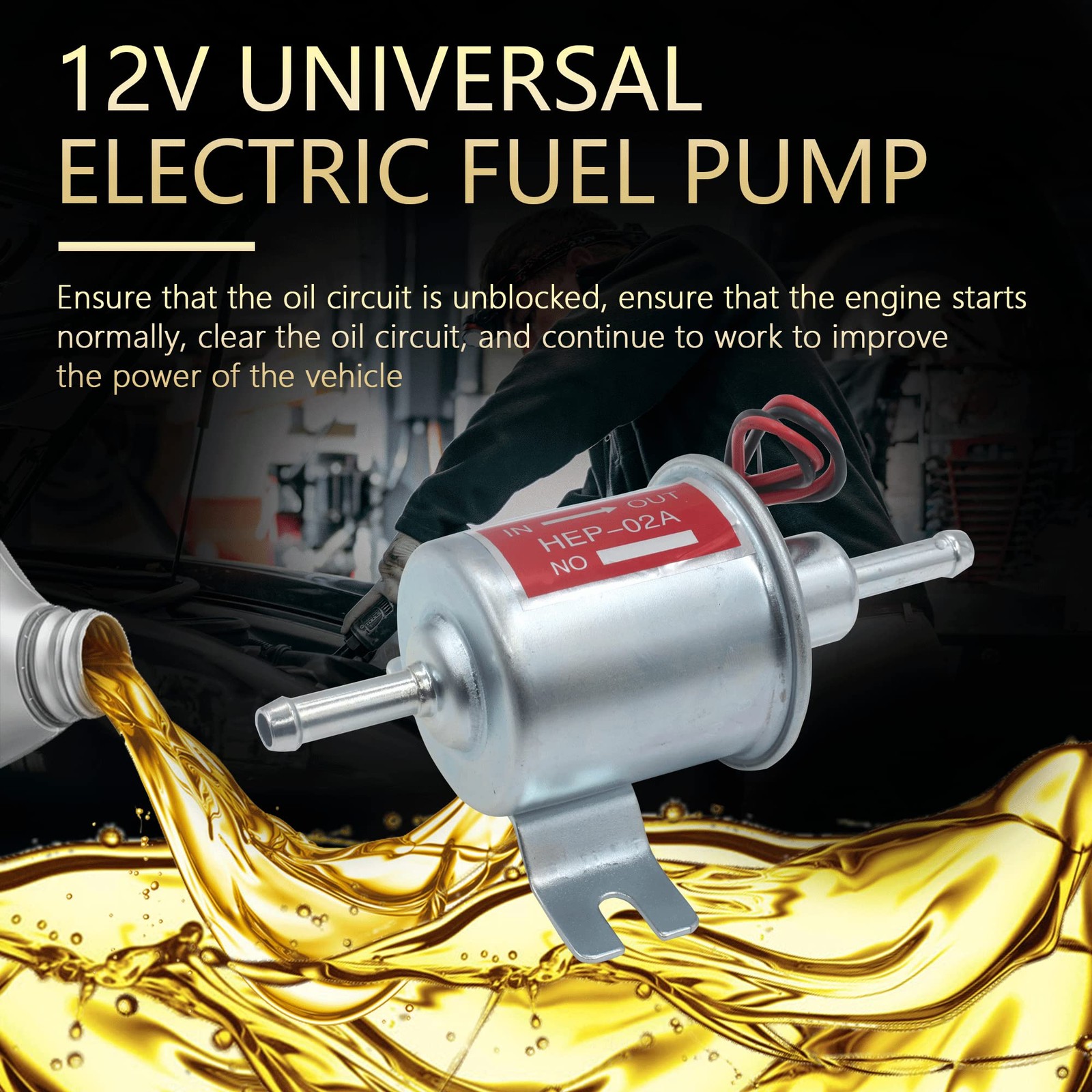 Effoexpart Universal Electric Fuel Pump 12V Transfer Low Pressure 5-9 PSI…