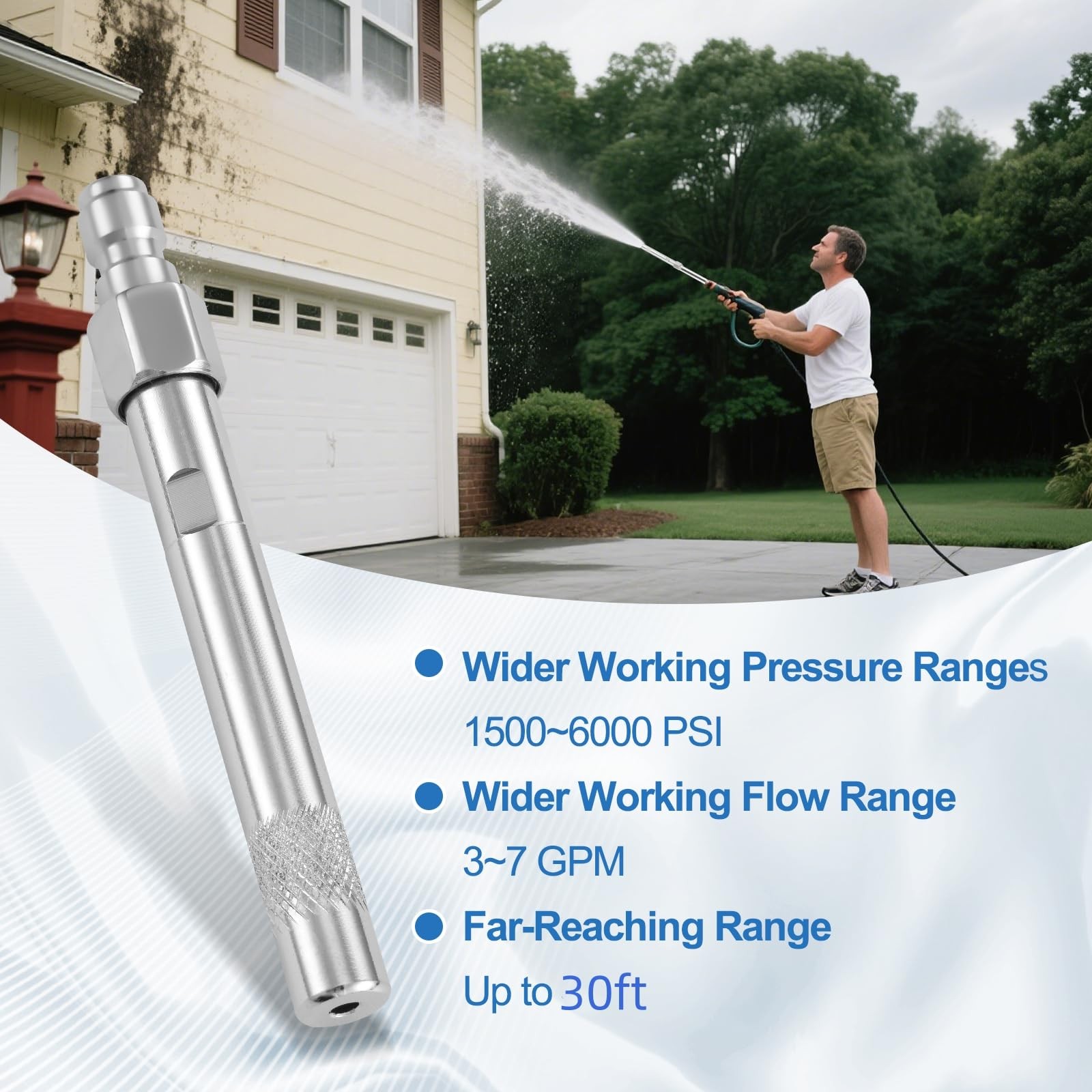 SYFLHYP 1 Pack Pressure Washer Long 5 x 0.83 x inches, Single_White