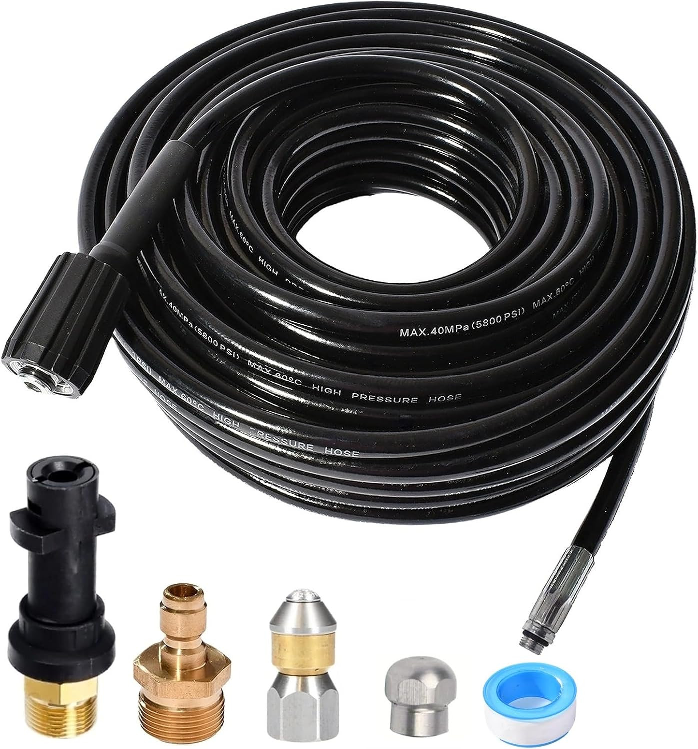 Pressure Washer Pipe Cleaning Hose Jetter Nozzles Kit K2-K7 1/8”NPT Sewer Drain
