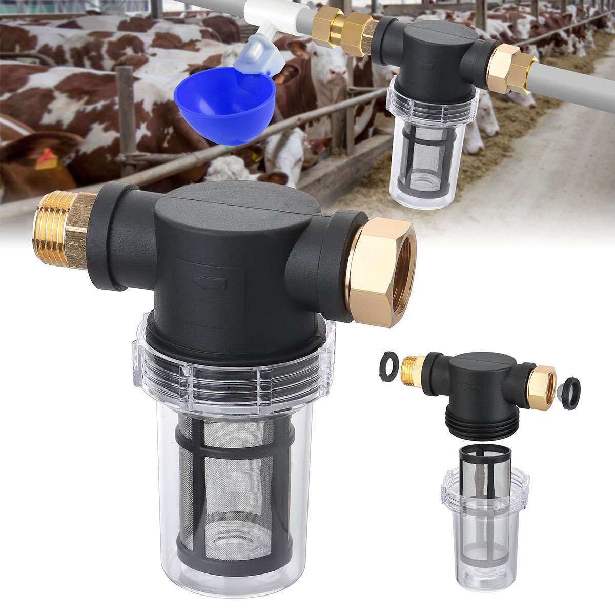 Garden Hose Inlet Filter Inline Water Pressure Washer Sediment Filter D7P8 3/4″