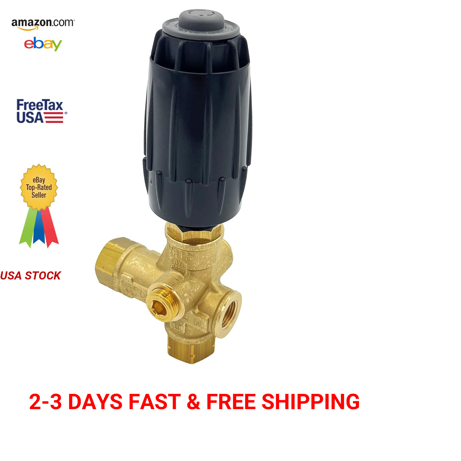 Pressure Washer Unloader Valve Brass VRT3-310 4500 PSI 10.5 GPM Adjustment Knob