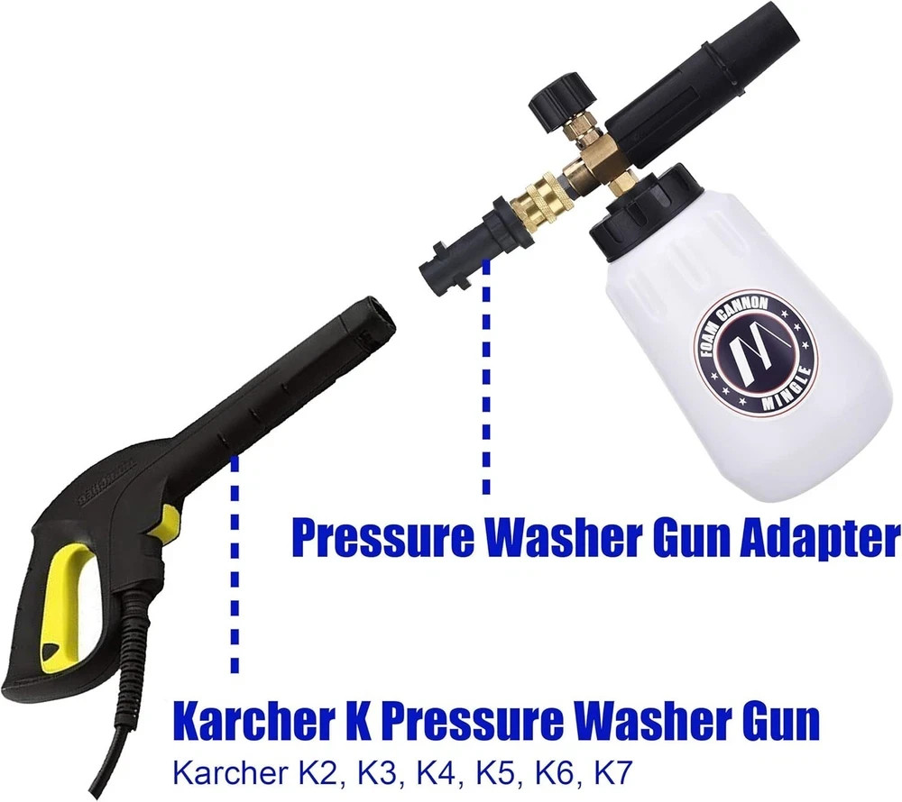 Foam Cannon, Compatible with Karcher K2, K3, K4, K5, K6, K7 Pressure Washer, wit
