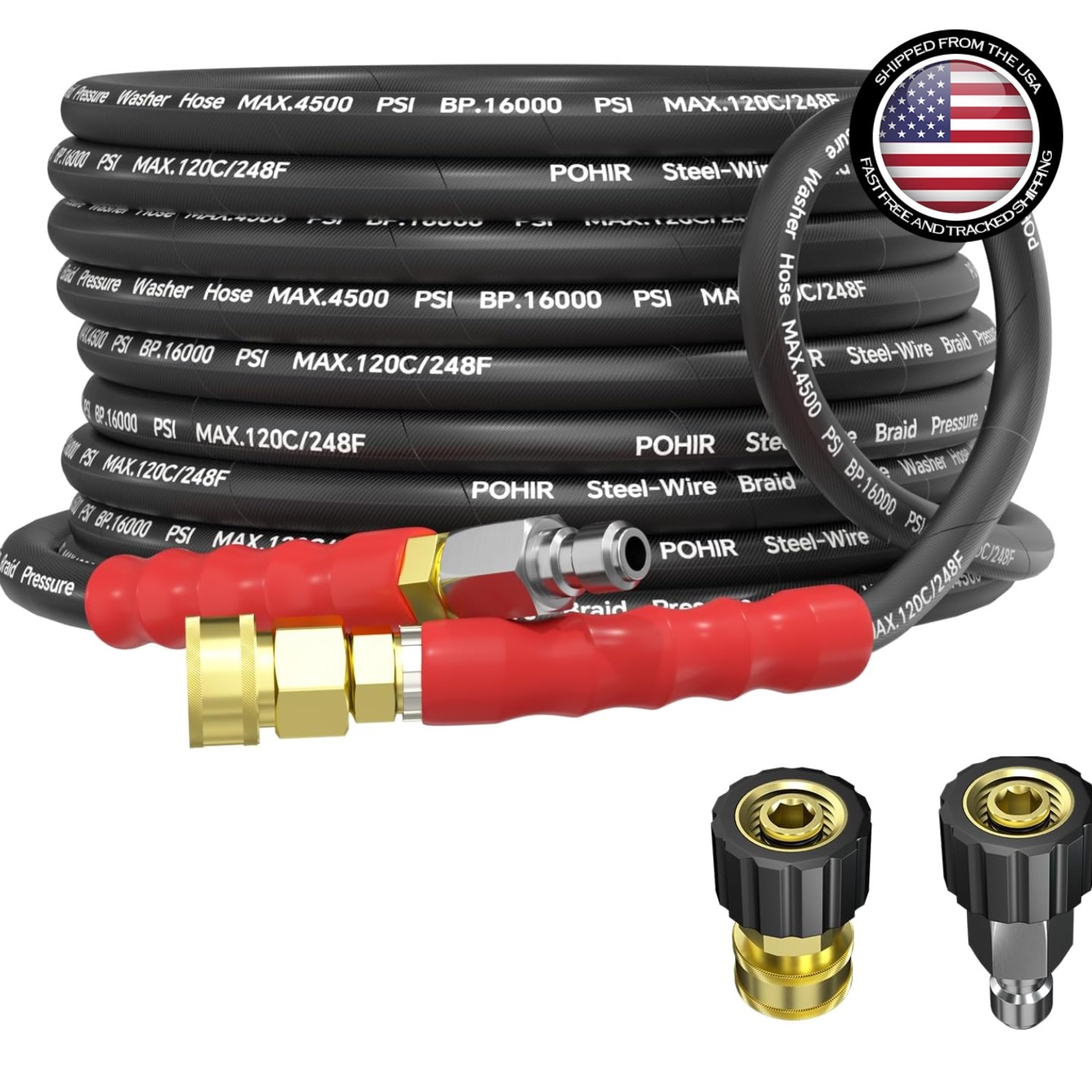 Industrial Grade 3/8′ Pressure Washer Hose 25ft – High Performance & Flexibility